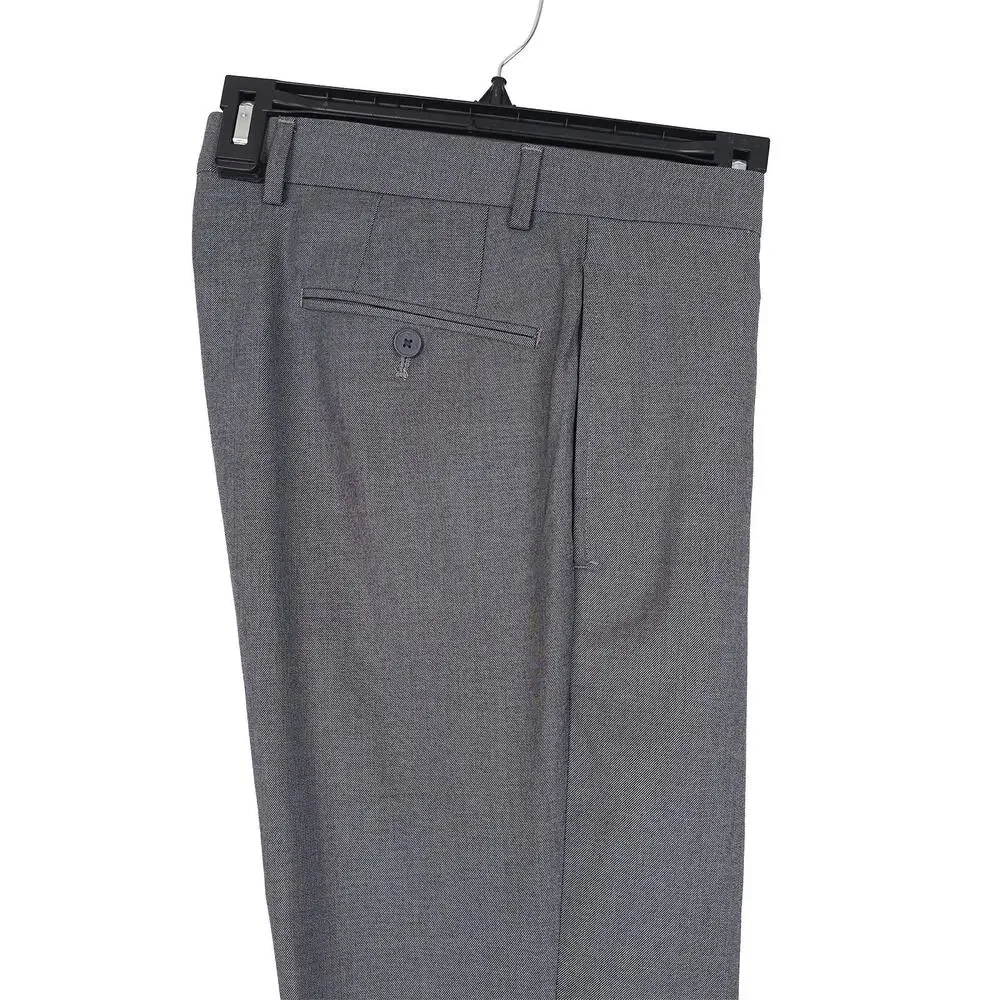 Calvin Klein Mens Slim Fit Dress Pants 33x32 Medium Grey Solid Sharkskin Stretch